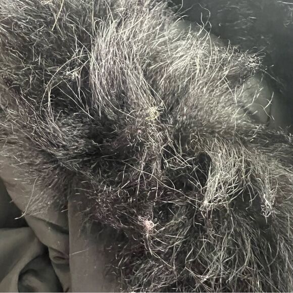 Larry Levine down, puffer coat with fox tail fur trim with flaws womens small - Picture 2 of 11